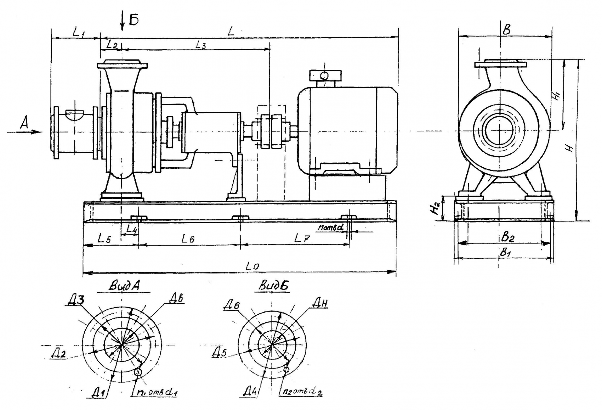 Чертеж насоса 2СМ 80-50-200/2