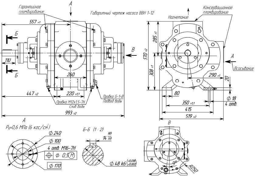 Размеры насоса ВВН1-12